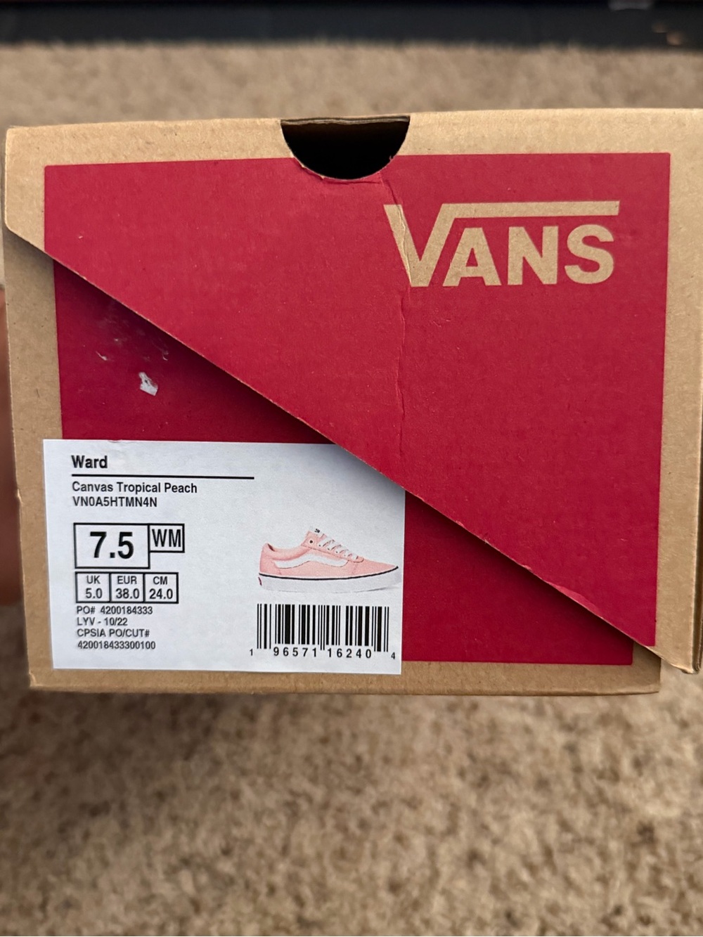 Vans Asher Checkerboard Tropical Peach Classic Slip-On Sneakers - Picture 7 of 7
